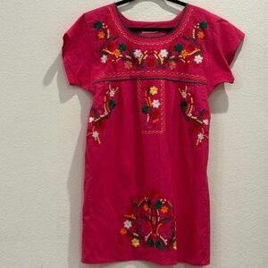 Vibrant Pink Dress with Embroidery
